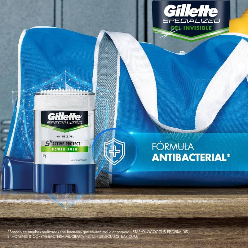 Gel Invisible Antitranspirante Gillette Specialized Power Rush 82 g - Farmacias Arrocha