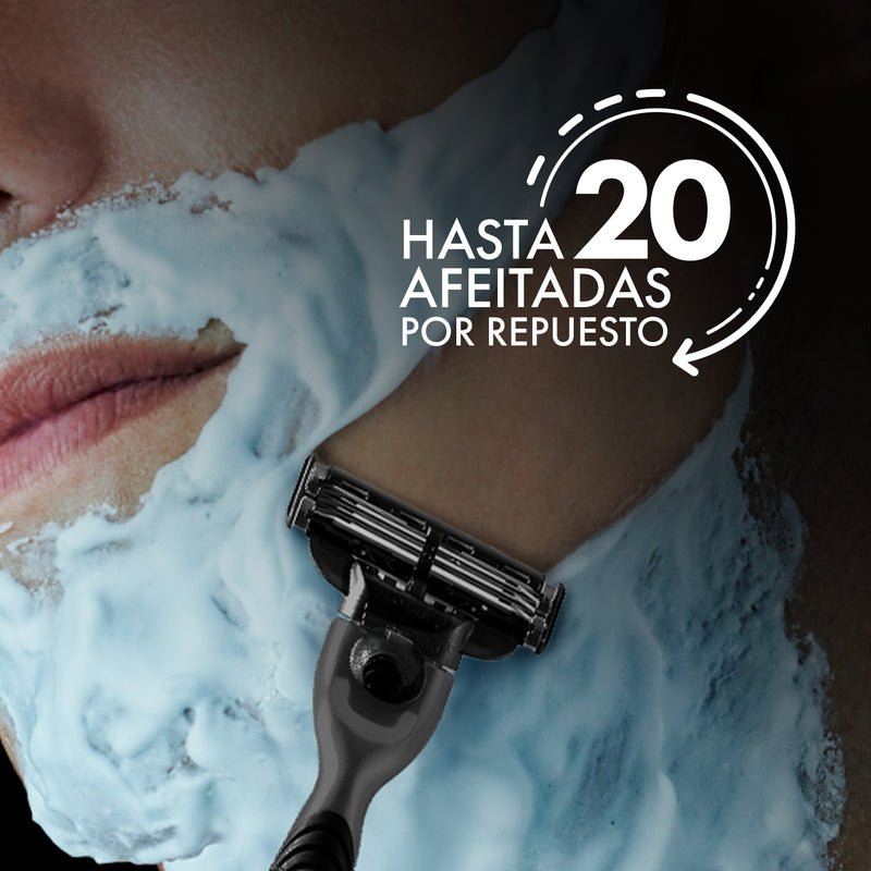 Repuesto para Máquina de afeitar Gillette Mach3 Carbono con 3 hojas, 4 uds - Farmacias Arrocha