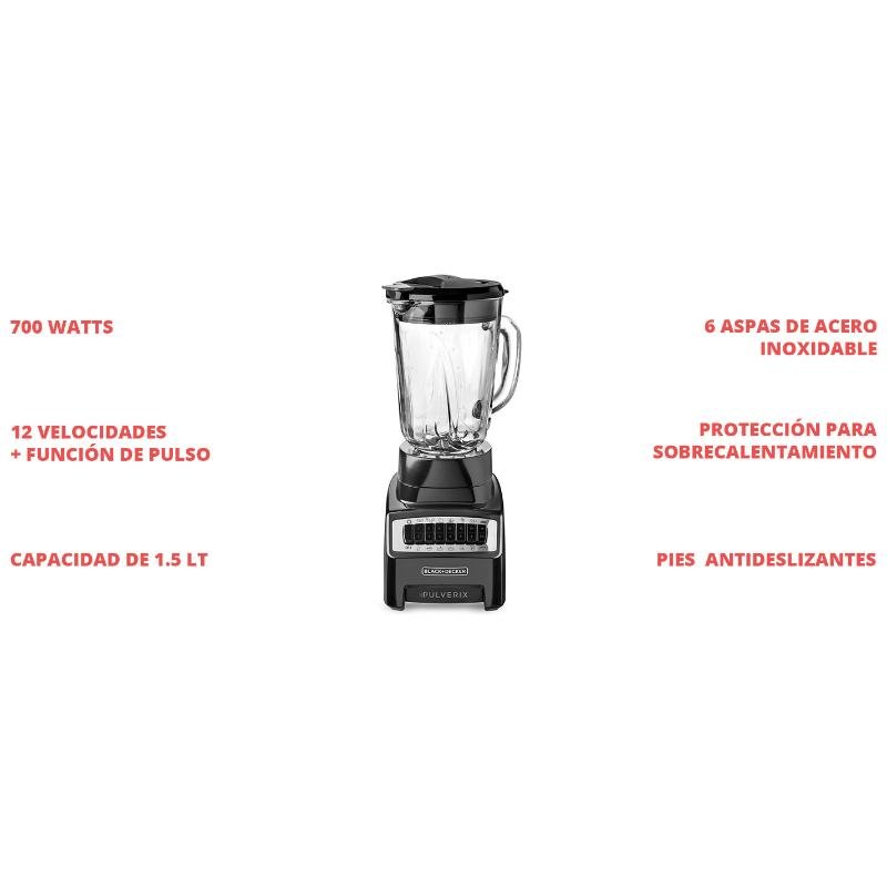 Licuadora Pulverix B+D Negro BL1140MB - Farmacias Arrocha