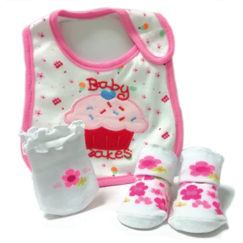 Set de Baberos Medias y Guantes - Cup Cake Pink - Farmacias Arrocha