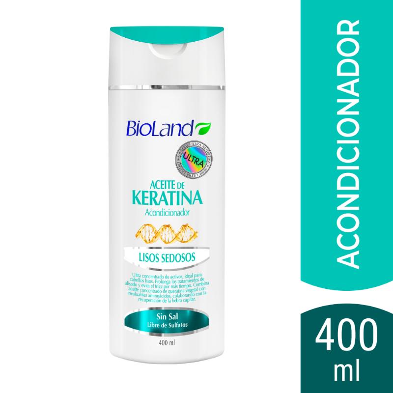 Bioland Acondicionador Lisos Sedosos Aceite de Keratina 400Ml - Farmacias Arrocha