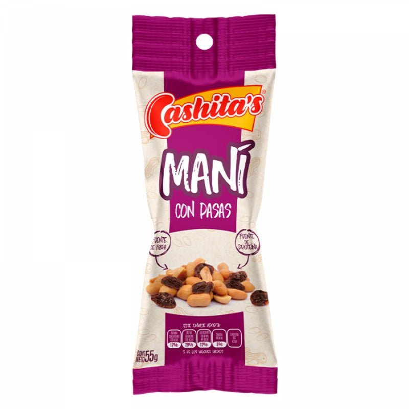 Cashitas Mani Con Pasas Tubo 55Gr - Farmacias Arrocha