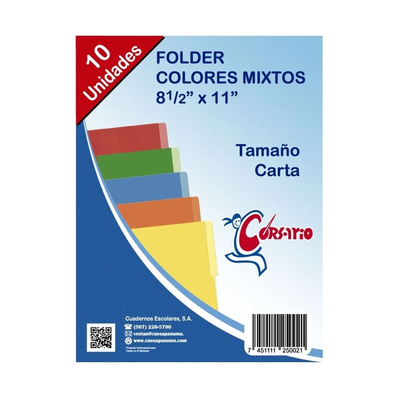 Corsario Etiqueta Folder 8.5' x 11'mixtos 10U - Farmacias Arrocha
