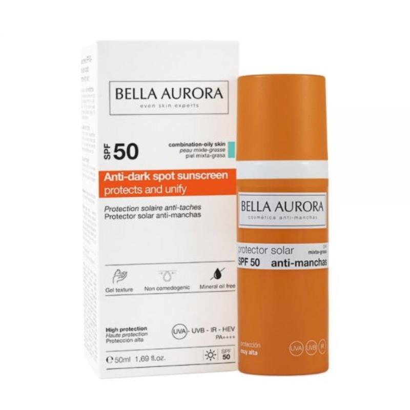 Bella Aurora Crema Solar Antimanchas.Textura Gel.Piel Mixta - Grasa. - Farmacias Arrocha