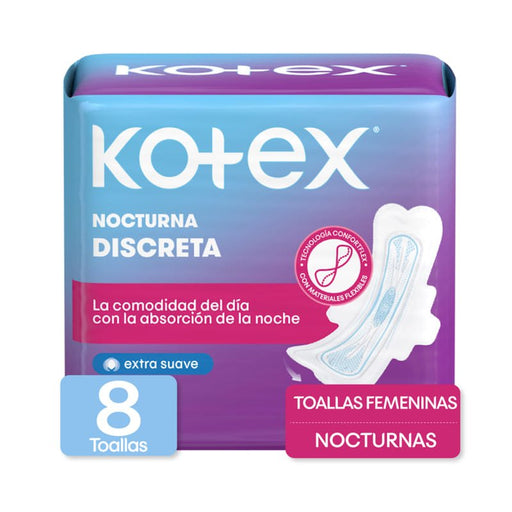 Toallas Femeninas Kotex Día y Noche Nocturna 8U - Farmacias Arrocha