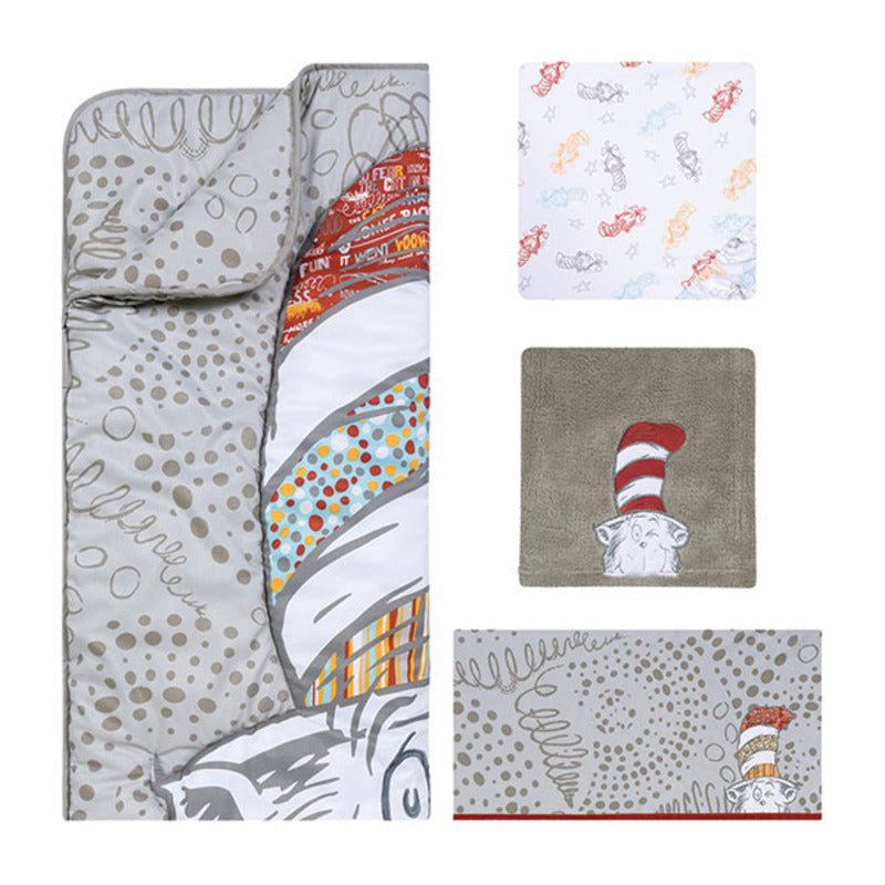 Dr. Seuss Peek-A-Boo Cat In The Hat 4 Piece Crib Beddingn Set - Farmacias Arrocha