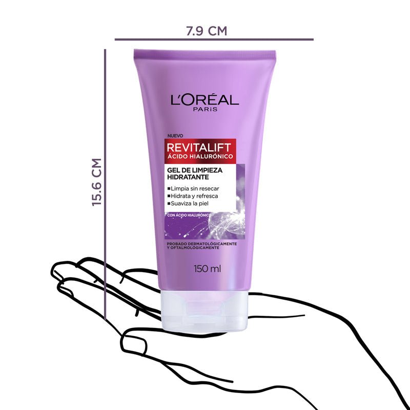 L'Oréal París Gel Limpiador Hidratante Ácido Hialurónico 150Ml - Farmacias Arrocha