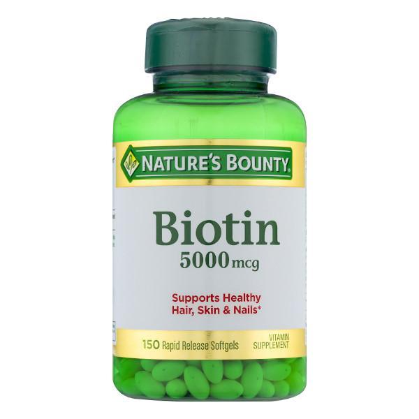 Nature's Bounty Biotina de 5,000 mcg Value Size de 150 softgels