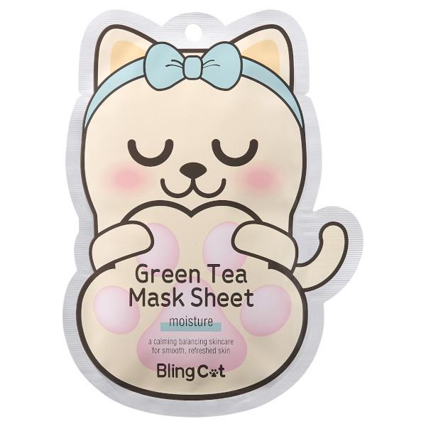 TONYMOLY BLING CAT GREENTEA MASK _ MOISTURE- Mascarilla Revitalizante