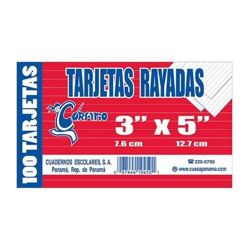 Corsario Tarjetas Rayadas Blanca 3X5 (30) - Farmacias Arrocha