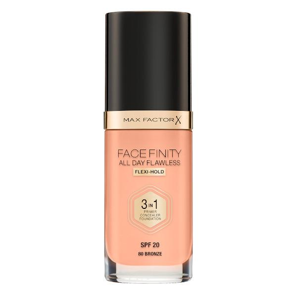 Max Factor Facefinity All Day Flawless 3 in 1 Foundation Bronze #80     - Farmacias Arrocha