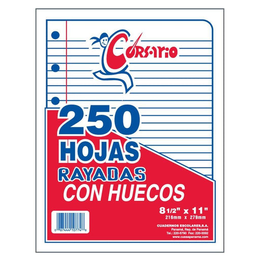 Corsario Papel Bond Rayado C-Hueco 8.5X11 250H (2 - Farmacias Arrocha