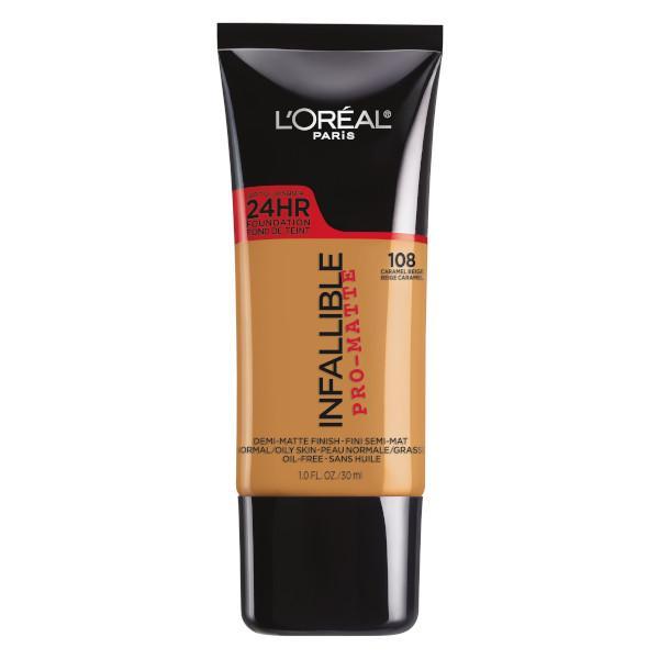 L'Oreal Infalible 24 Hr Pro Matte 108- Base de maquillaje Matte, Caramel Beige - Farmacias Arrocha