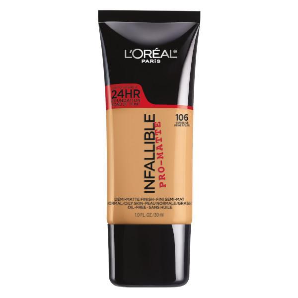 L'Oreal Infalible 24 Hr Pro Matte 106- Base para el rostro Matte larga Duración, Sun Beige - Farmacias Arrocha