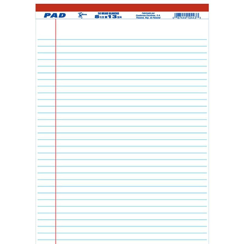 Corsario Pad Rayado Blanco 8.5X14 (24) - Farmacias Arrocha